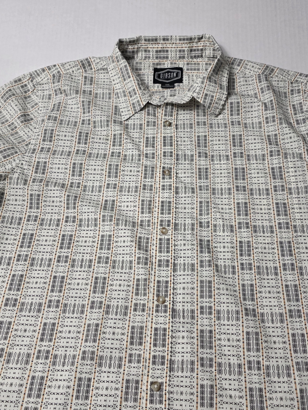 Gibson Cream, Black & Tan Geometric Print Button-Down Shirt